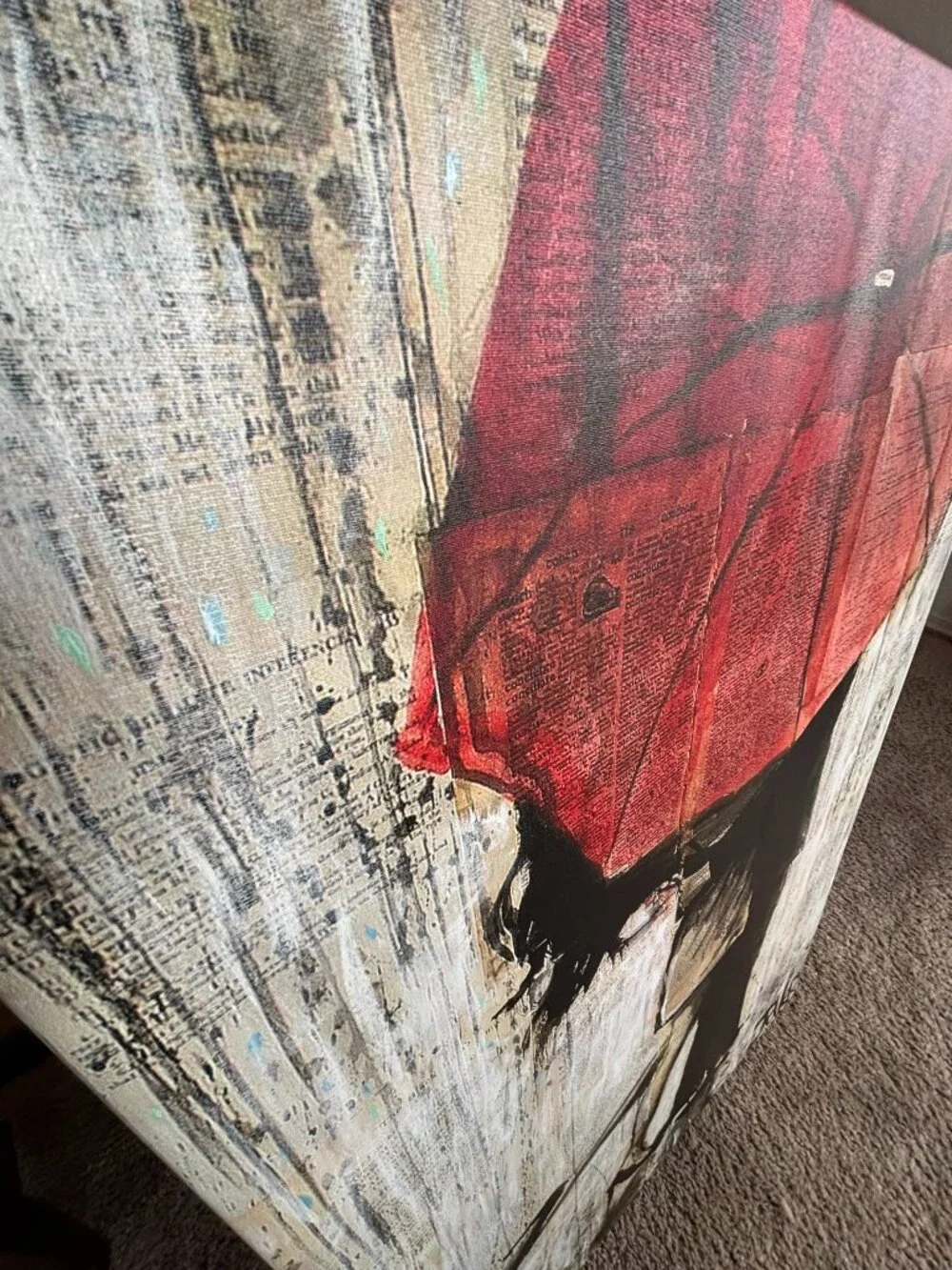 Loui Jover “Red Umbrella” Large Canvas Wall Art – 40